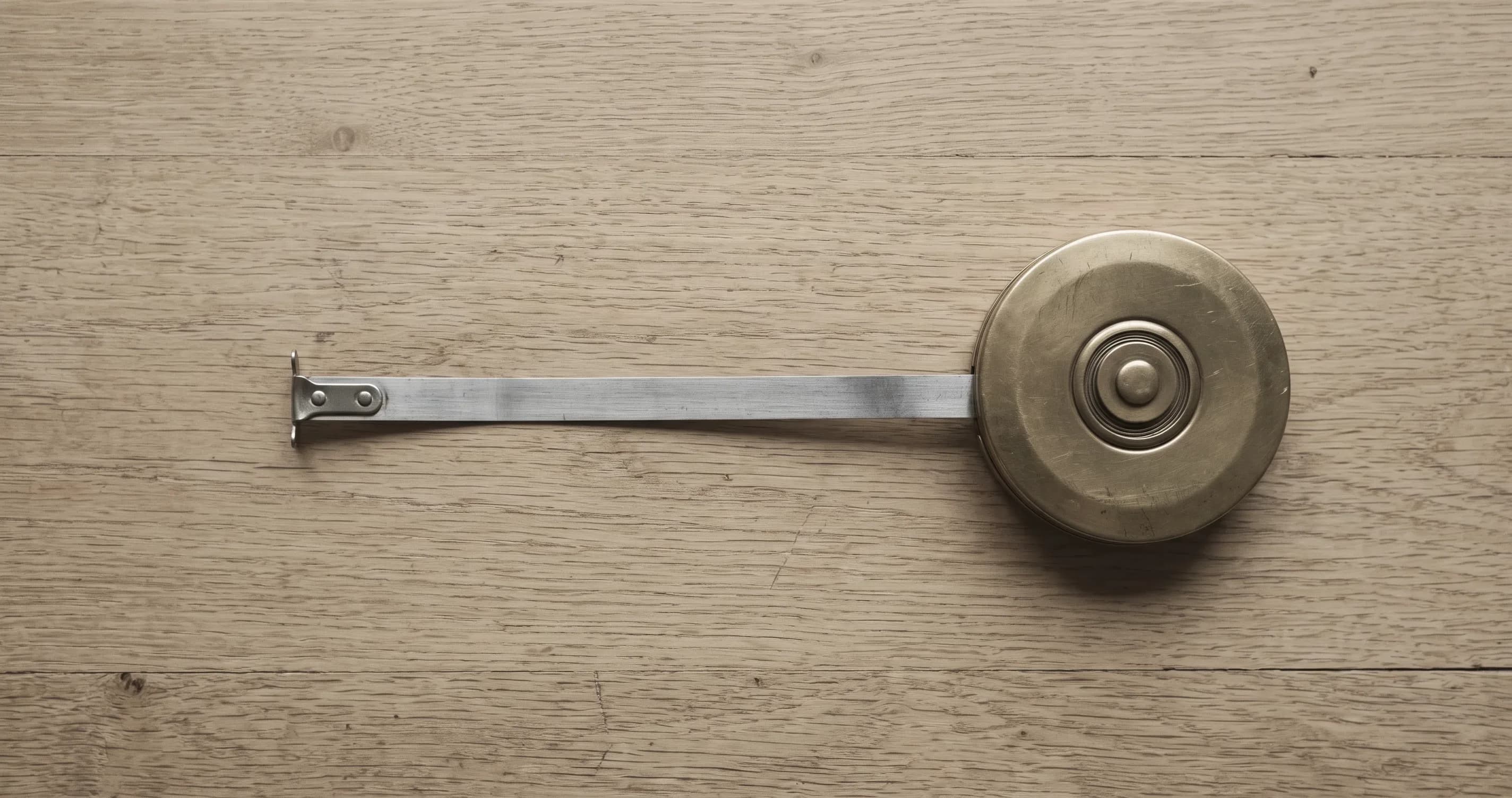 A short section of measuring tape lying extended on a plain surface.